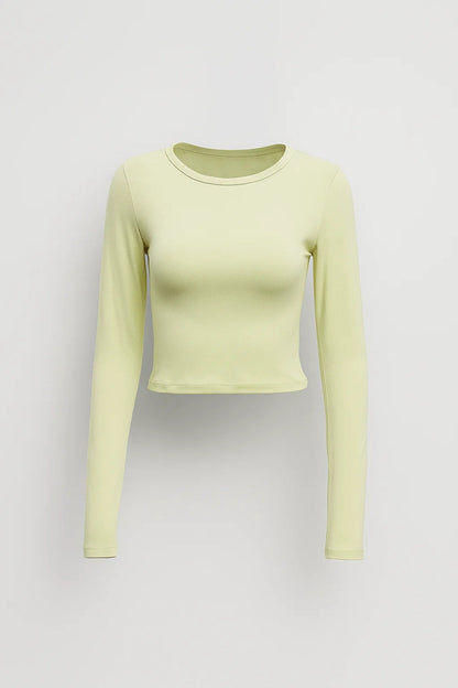 Top Femme - Crop Manches Longues Col Rond Ajusté | Casual