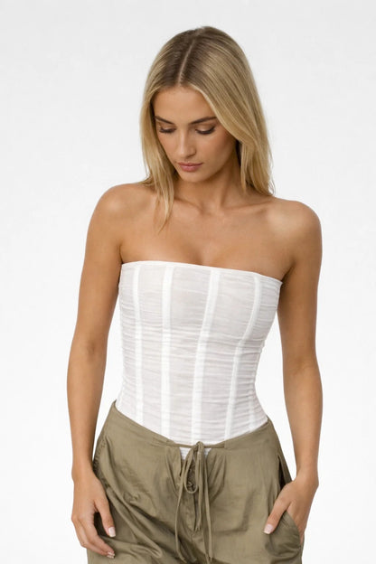 Top Sans Bretelles Femme - Coupe Corset Boning | Élégant