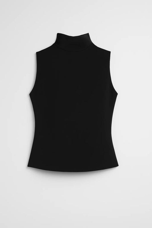 Tops Sans Manches | Débardeur à col montant près du corps | Minimaliste et Polyvalent