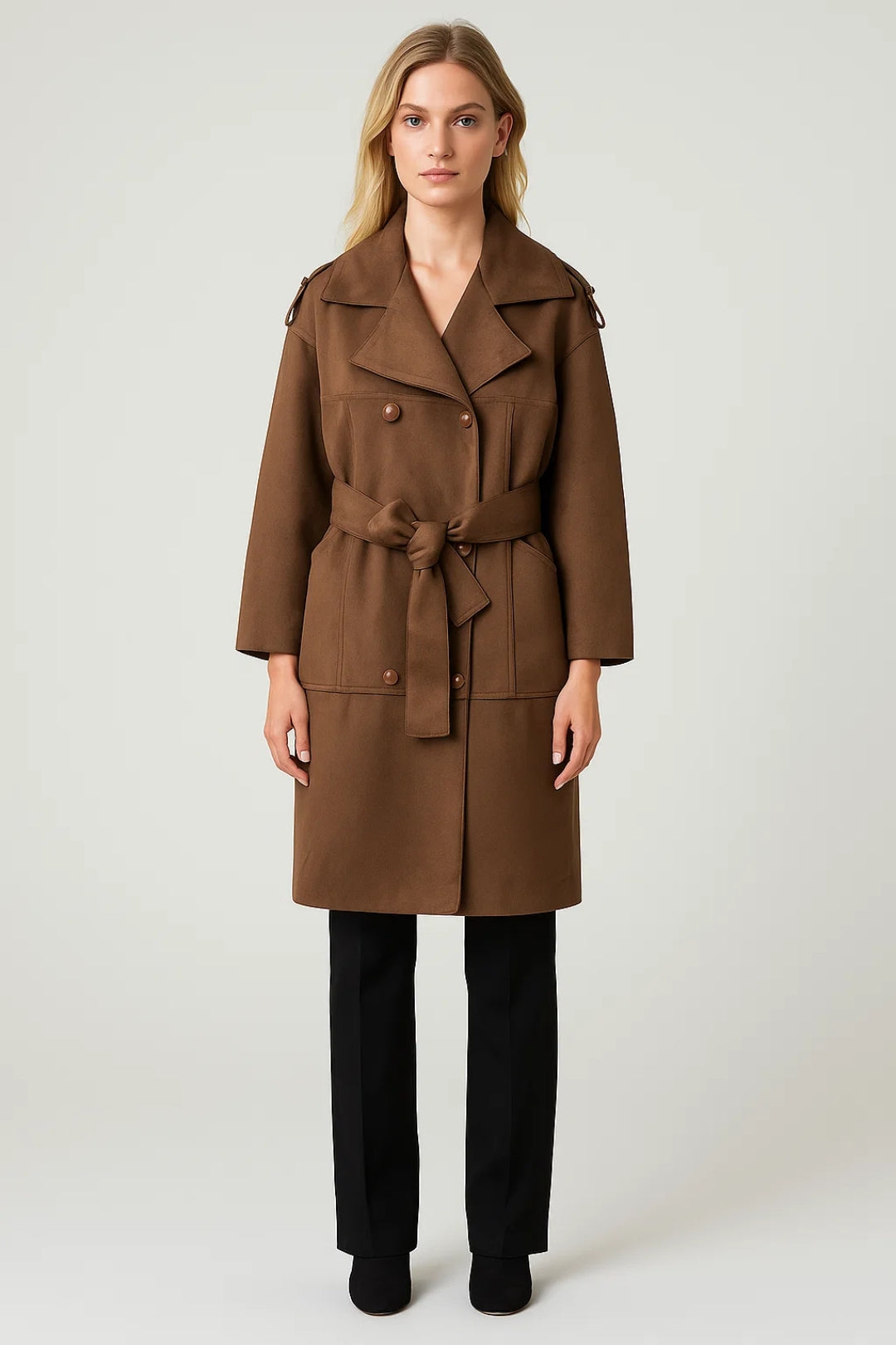 Trench Femme | ceinturé | coupe longue croisée pour Hiver