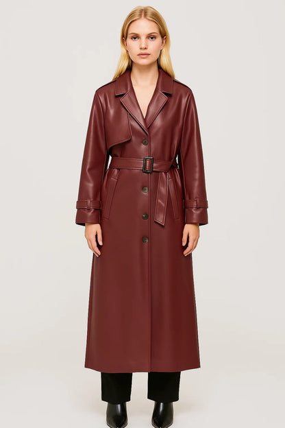 Trench Long Femme | Manteau Ceinturé Élégant | Coupe Structurée et Intemporelle