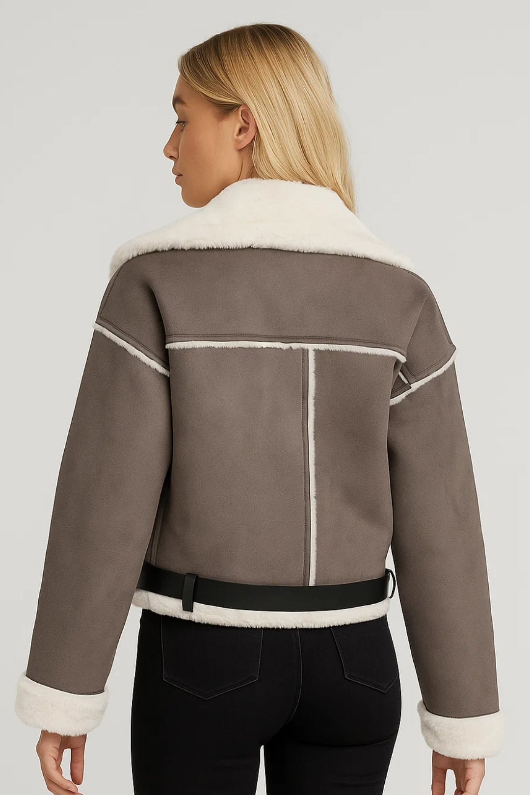 Veste Aviateur Femme | Blouson Court Doublé à Ceinture | Léger et Respirant