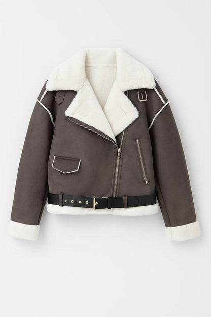 Veste Aviateur Femme | Blouson Court Doublé à Ceinture | Léger et Respirant