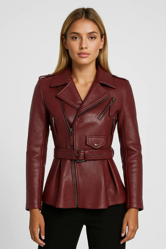 Veste Biker Cintrée | Blouson zippé ceinturé pour femme | Élégant et Structuré
