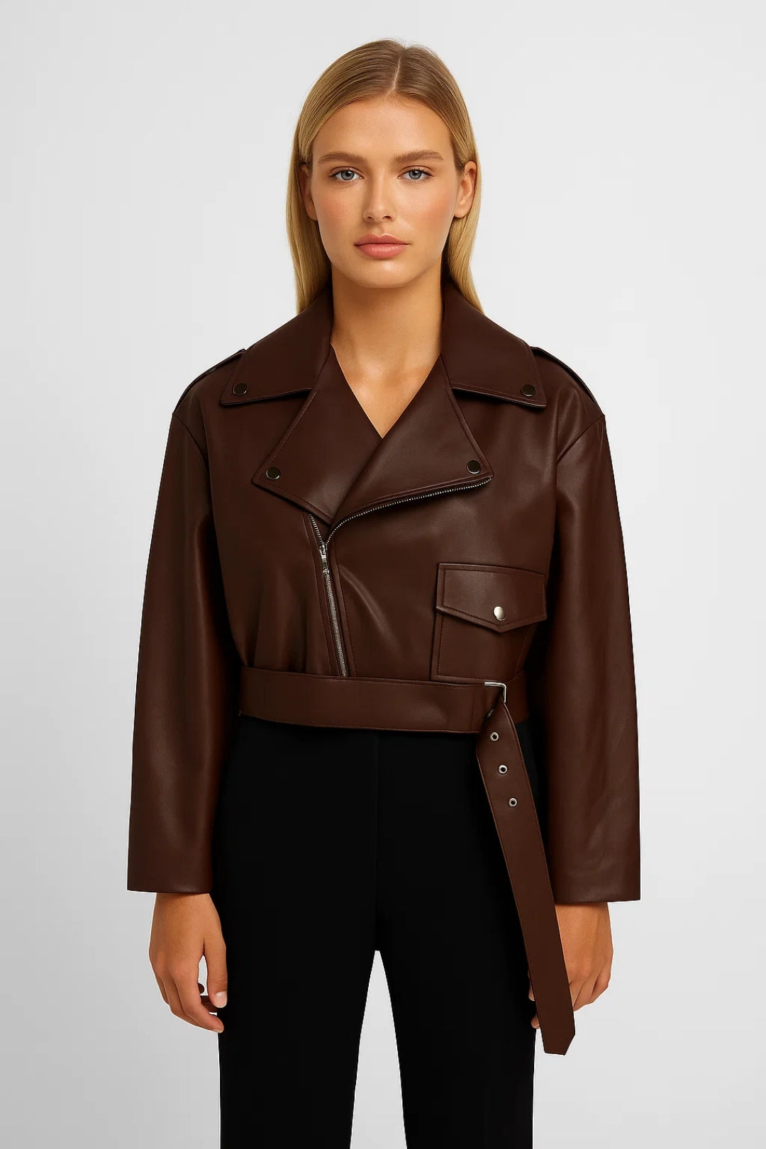 Veste Biker Courte | Blouson ceinturé pour femme | Moderne et Structuré