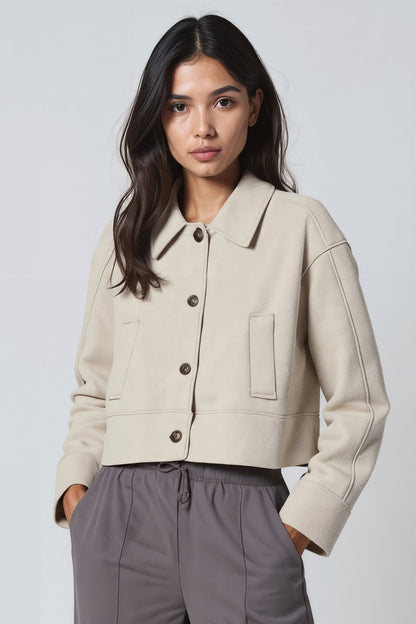 Veste Courte | Tissu Aspect Laine | Design Minimal