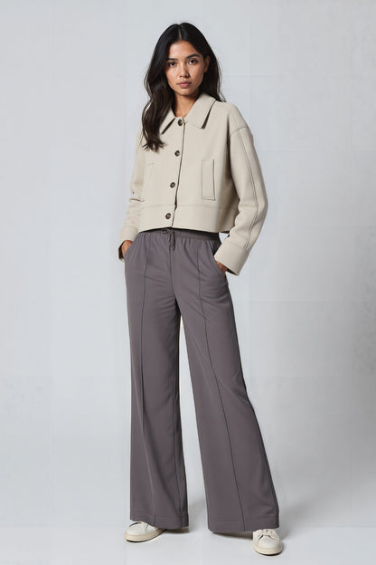 Veste Courte | Tissu Aspect Laine | Design Minimal