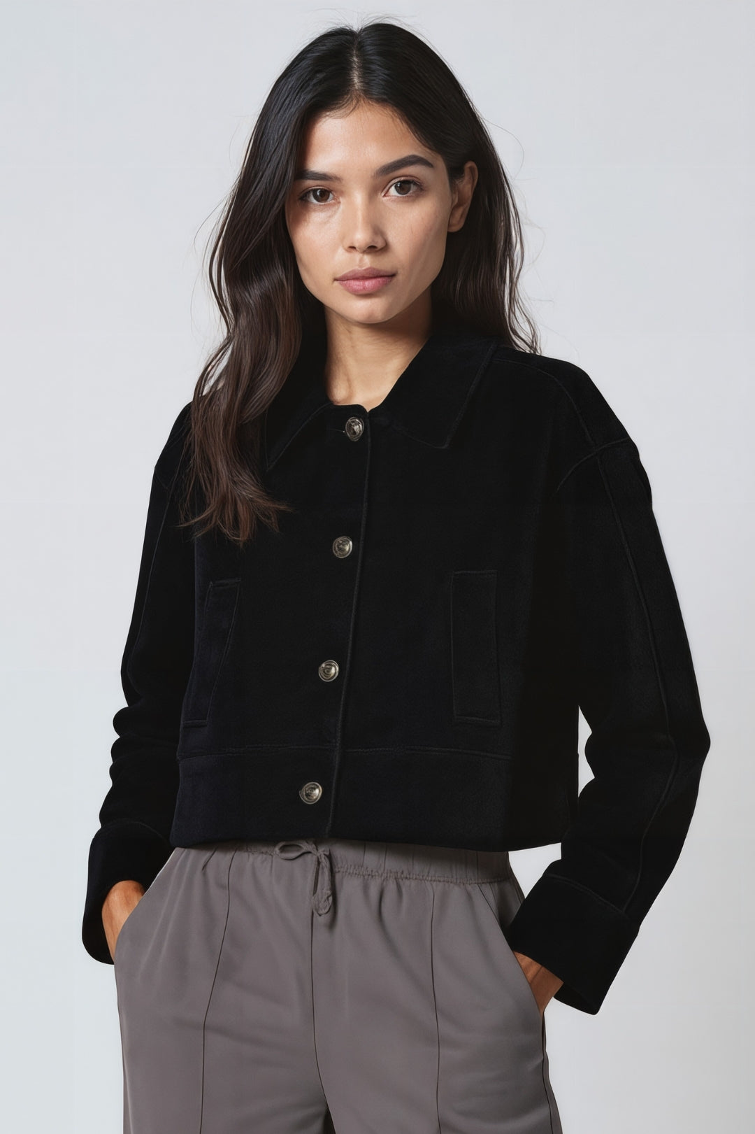 Veste Courte | Tissu Aspect Laine | Design Minimal