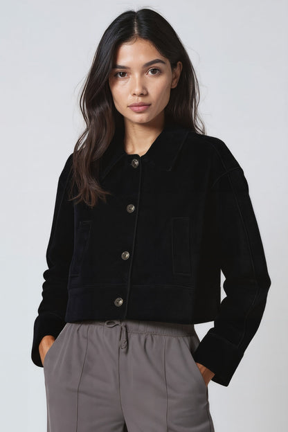 Veste Courte | Tissu Aspect Laine | Design Minimal