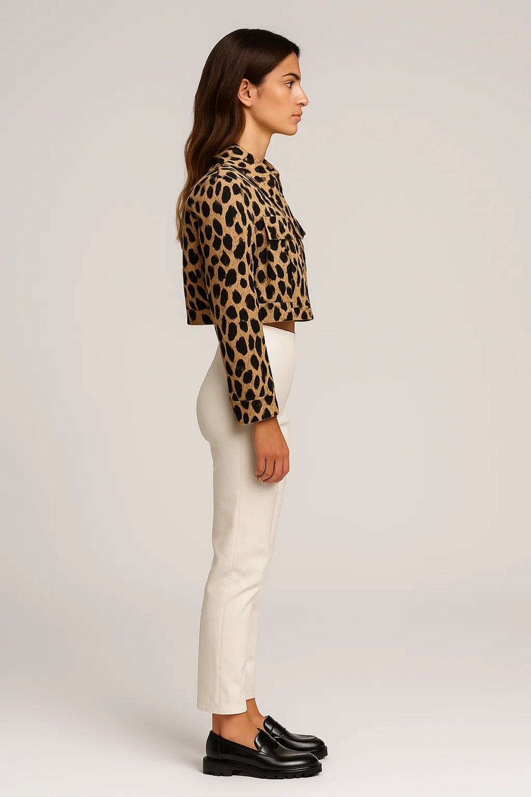 Veste Courte Animalier Femme | Zip Frontale & Poches Appliquées | Audacieuse & Stylée