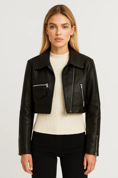 Veste Courte Femme | Blouson Zippé Style Motard | Moderne et Structuré