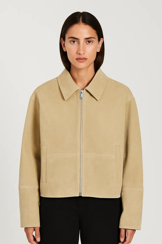 Veste Courte Femme | Suède Synthétique | Zip Frontale Stylée