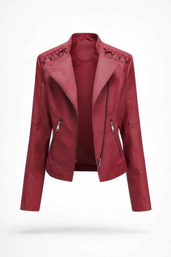 Veste Femme - Biker Style Zippé avec Col Asymétrique | Casual