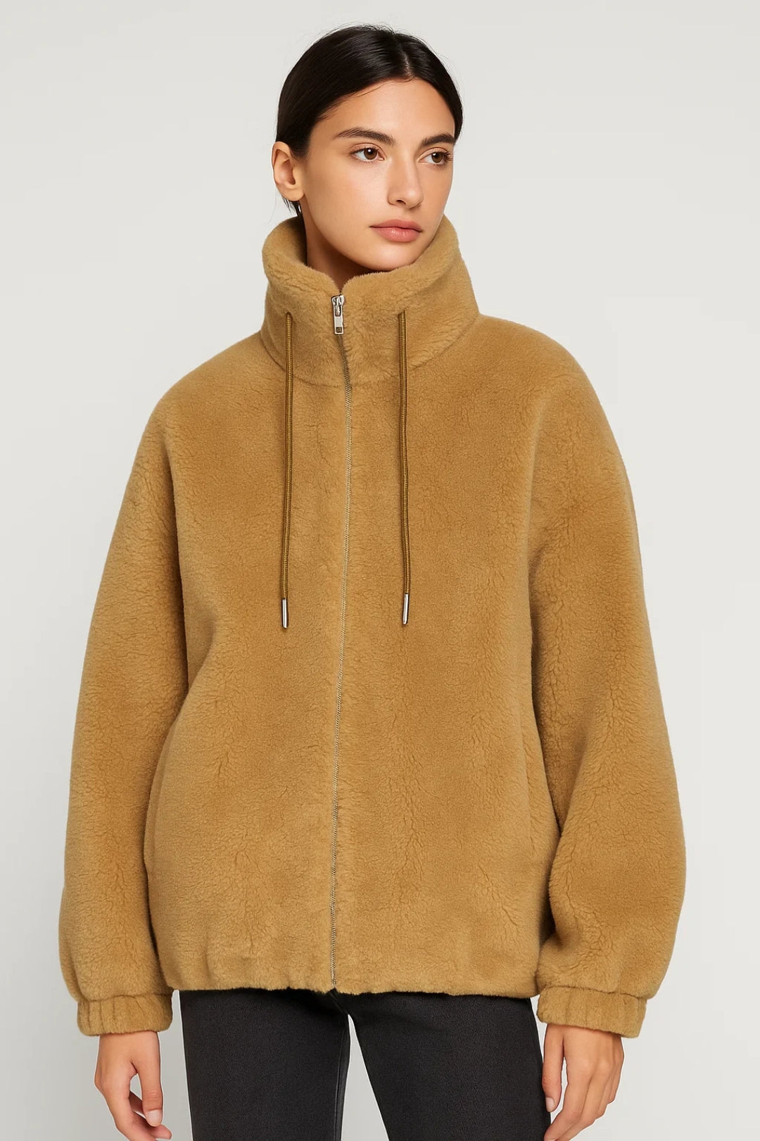 Veste Teddy Femme | Col Haut Zippé | Douce et Chaude