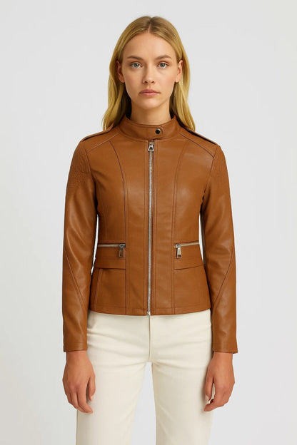 Veste Zippée Femme | Blouson Cintré Style Biker | Élégant et Urbain