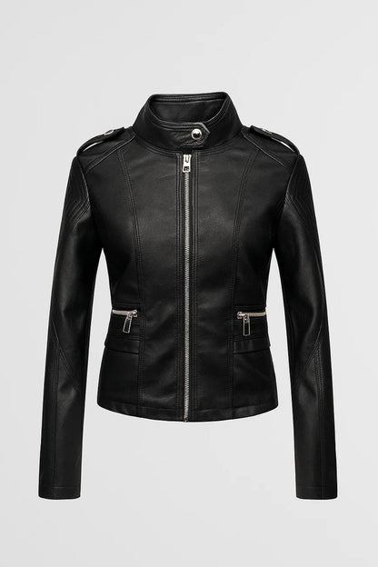Veste Zippée Femme | Blouson Cintré Style Biker | Élégant et Urbain