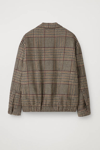 Veste à carreaux style prince-de-galles | Blouson boutonné pour femme | Élégance rétro revisitée