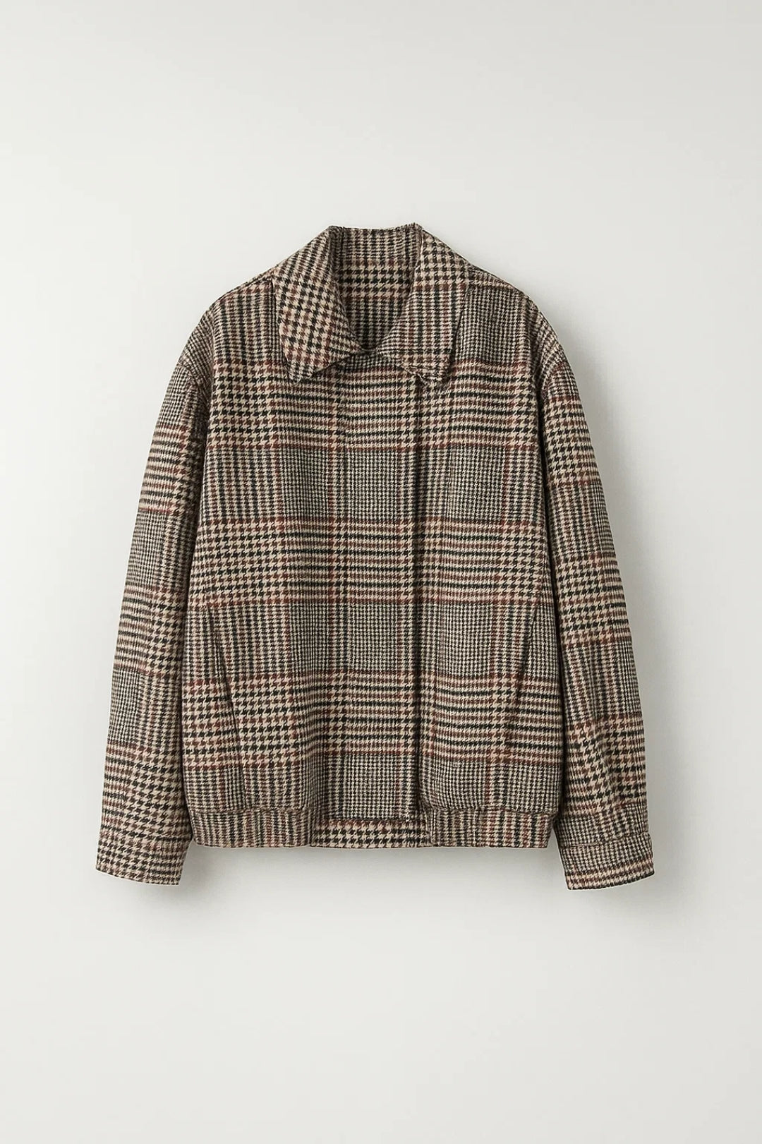 Veste à carreaux style prince-de-galles | Blouson boutonné pour femme | Élégance rétro revisitée