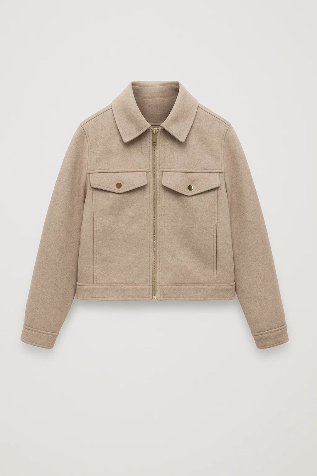 Veste courte Automne | Blouson zippé à poches pression | Élégant et structuré