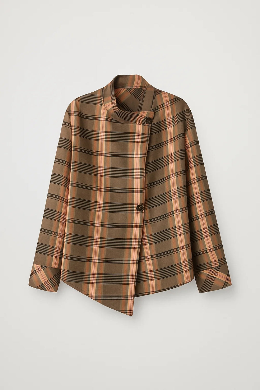 Veste courte à carreaux | Blouson croisé pour femme | Élégance graphique pour demi-saison