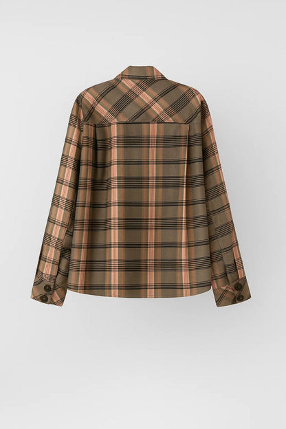 Veste courte à carreaux | Blouson croisé pour femme | Élégance graphique pour demi-saison