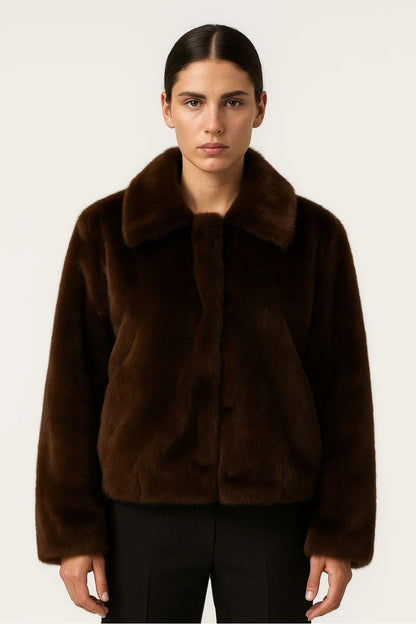 Veste courte en fausse fourrure | Marron | Élégante et chaude pour l’hiver
