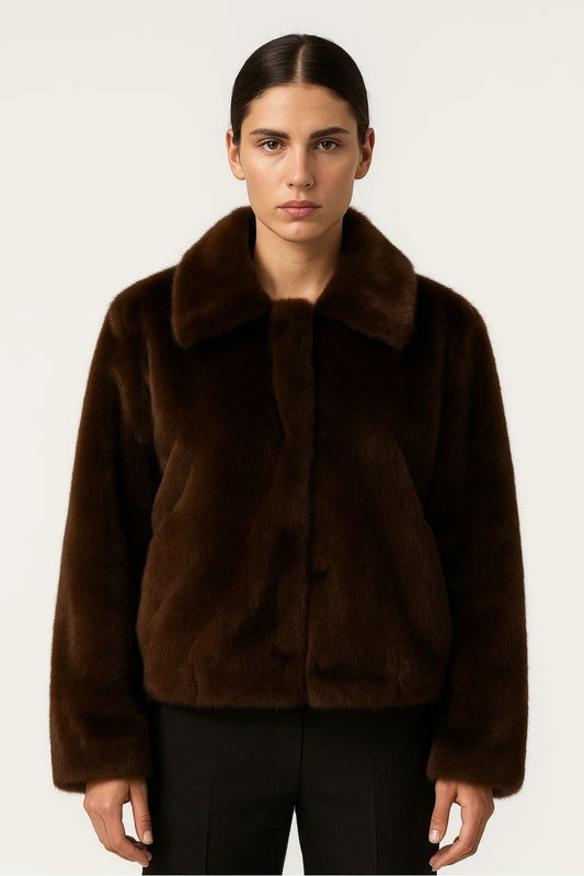 Veste courte en fausse fourrure | Marron | Élégante et chaude pour l’hiver