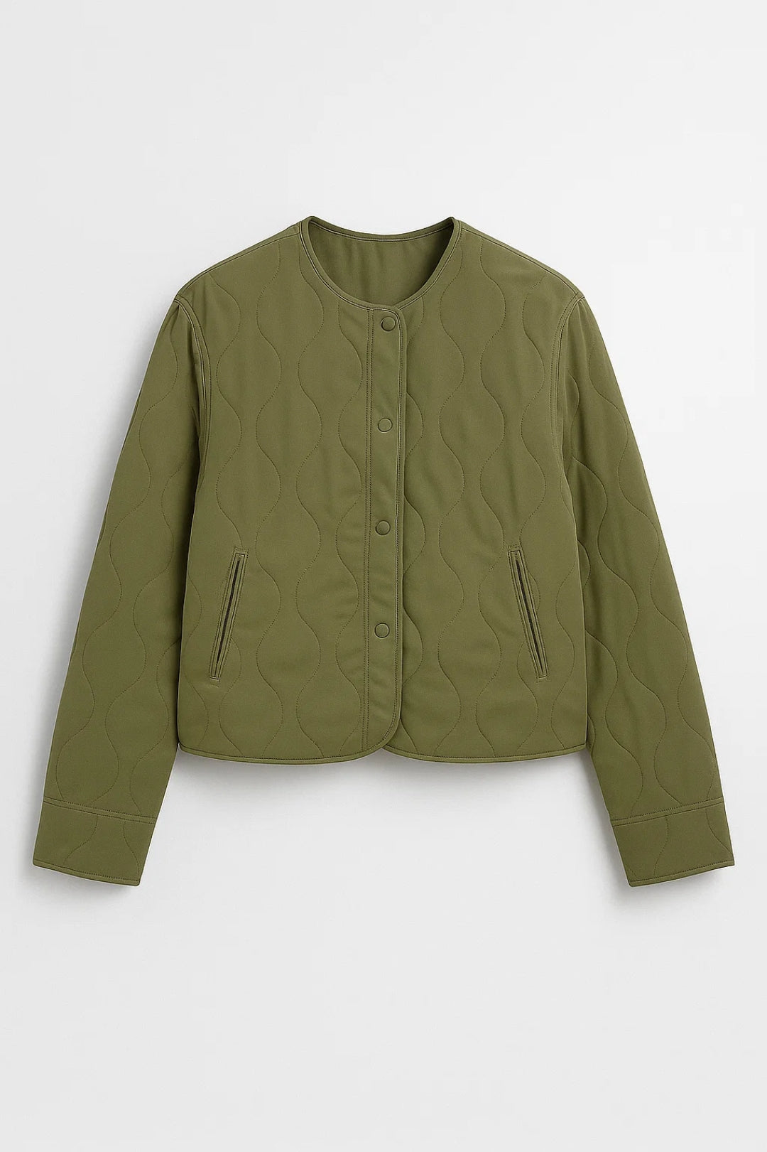Veste courte matelassée | Vert olive | Design minimal et moderne