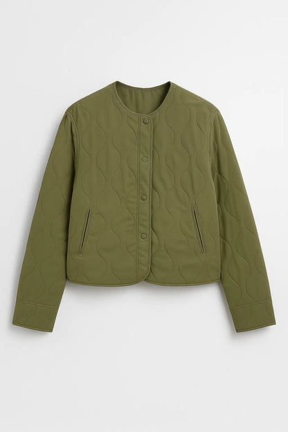 Veste courte matelassée | Vert olive | Design minimal et moderne