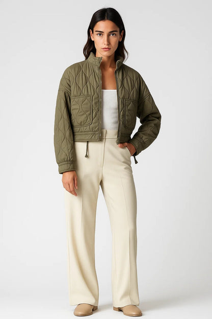 Veste courte matelassée | Vert olive | Légère et moderne