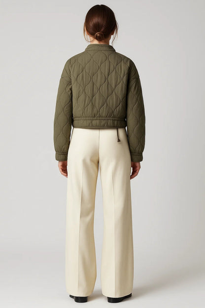 Veste courte matelassée | Vert olive | Légère et moderne
