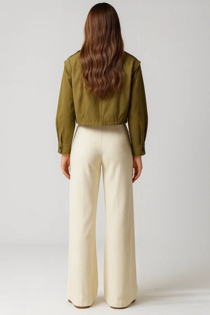 Veste courte style utility avec boutons | Vert olive ou noir | Design moderne et structuré