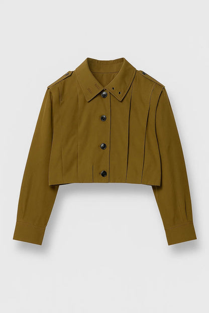 Veste courte style utility avec boutons | Vert olive ou noir | Design moderne et structuré