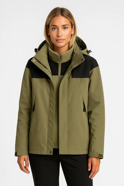 Veste d’hiver imperméable | Manteau à capuche pour femme | Coupe-vent pratique pour les journées froides