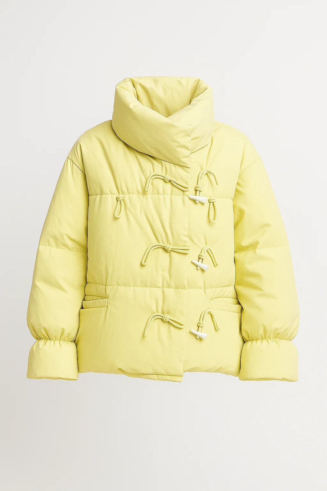 Veste matelassée Hiver | Manteau à col haut et attaches nouées | Chaud et moderne