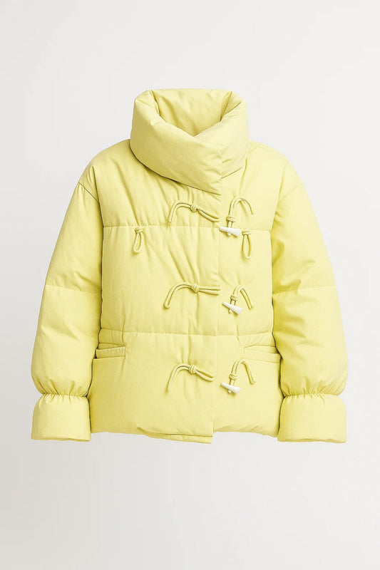 Veste matelassée Hiver | Manteau à col haut et attaches nouées | Chaud et moderne