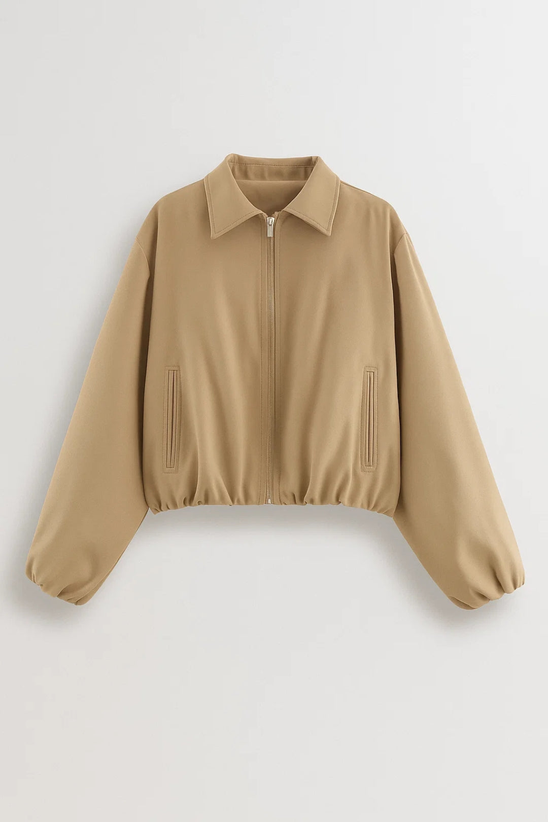 Veste mi-saison Minimaliste | Blouson zippé à taille élastique | Léger et polyvalent