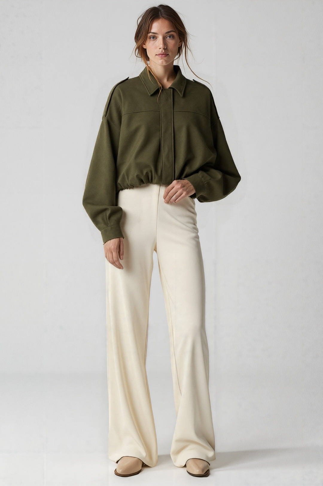 Veste oversize | Vert olive | Style décontracté et moderne