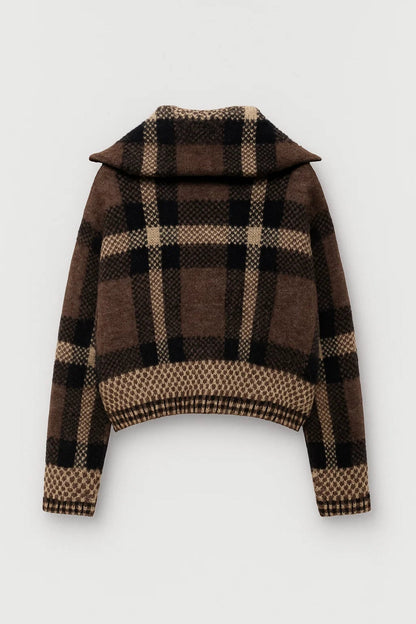 Veste zippée Automne | Blouson à motif carreaux | Chaude et décontractée