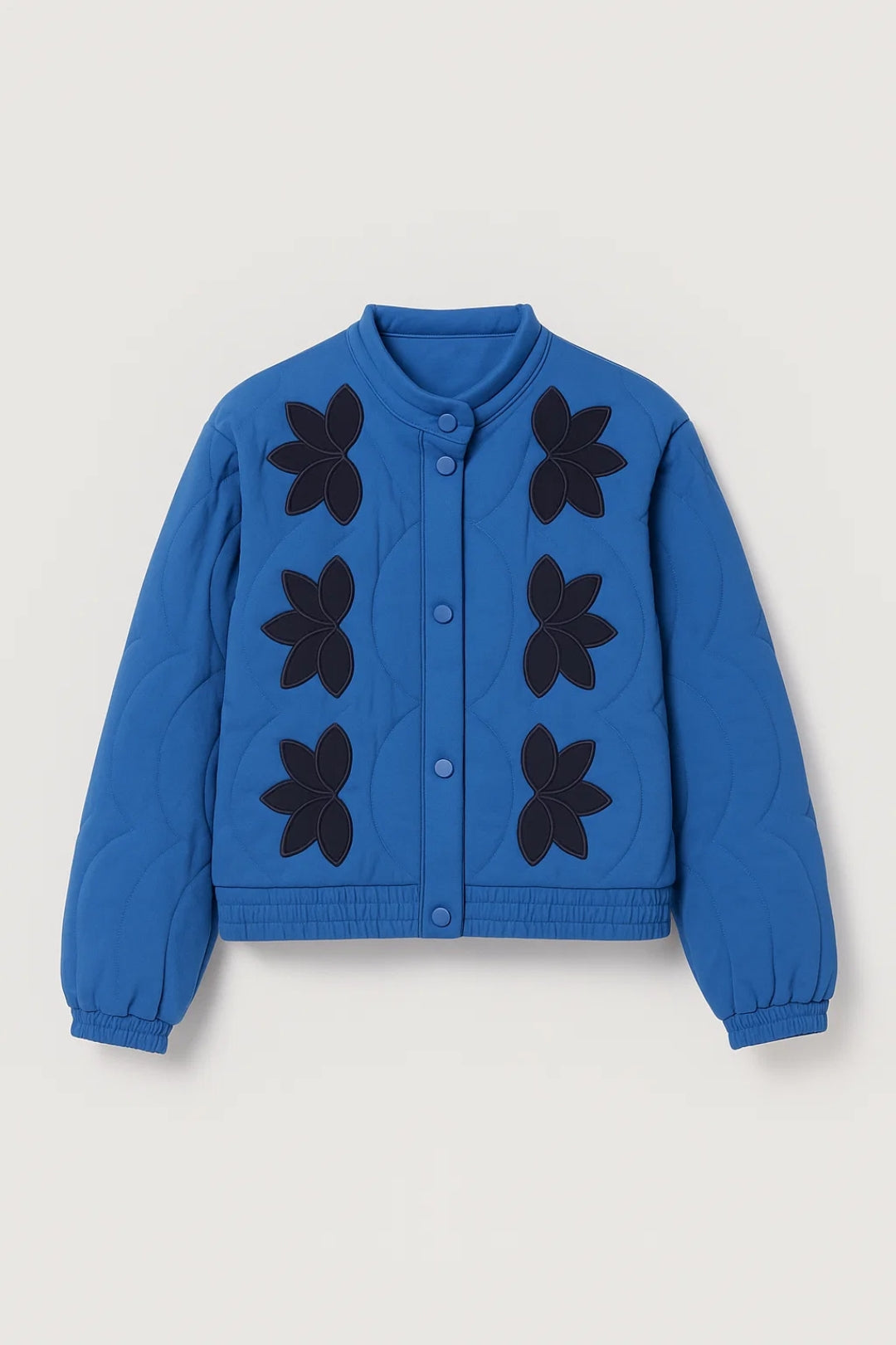 Vestes | Veste Courte Matelassée | Col Montant | Motif Fleuri