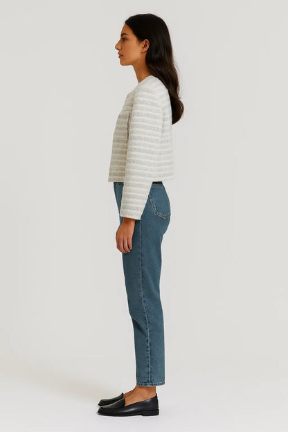 Vestes | Veste Courte en Tweed | Col Rond | Élégante et Féminine