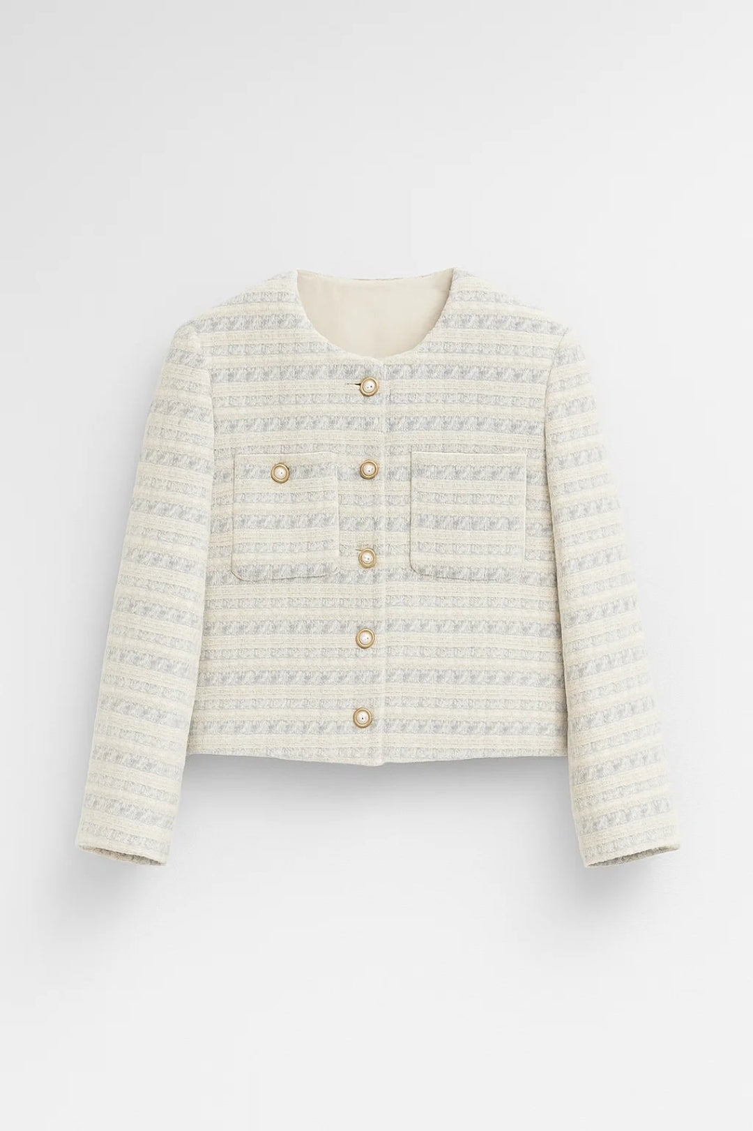 Vestes | Veste Courte en Tweed | Col Rond | Élégante et Féminine