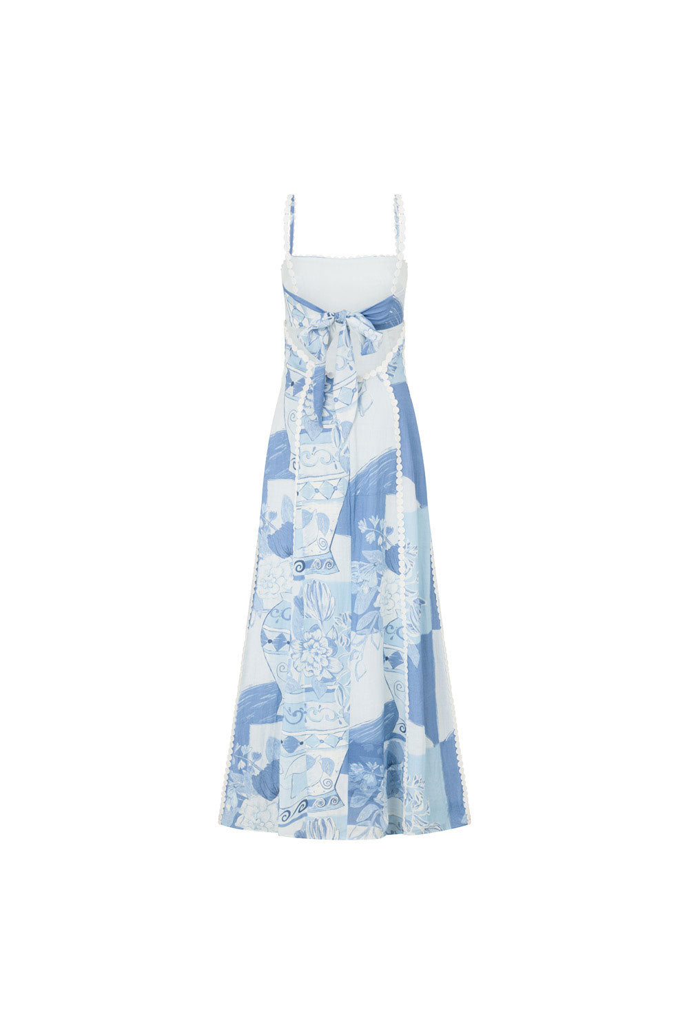 Victoire - Robe Mariage Invitée Midi Femme Élégante Fleurie avec Bretelles et Bordures en Dentelle