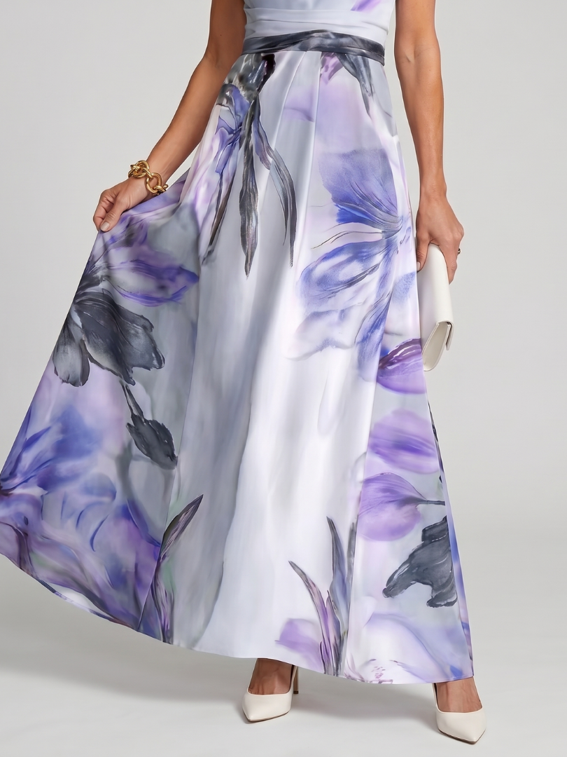 Victoire - Robe Élégante Invitée Mariage Femme avec Col Halter et Imprimé Floral