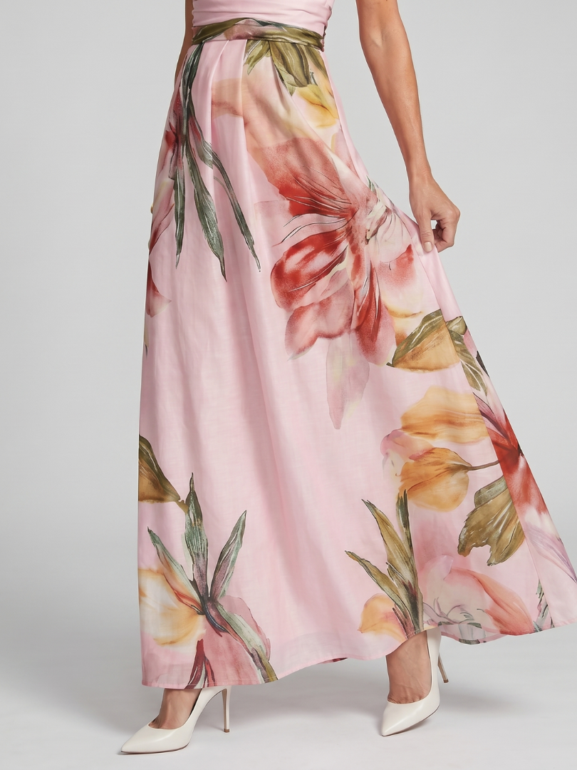 Victoire - Robe Élégante Invitée Mariage Femme avec Col Halter et Imprimé Floral