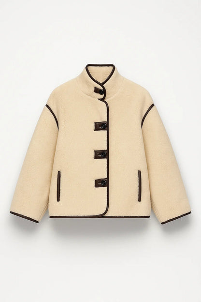 Vestes Hiver | Veste courte à boutons contrastés femme | Confort thermique et style structuré