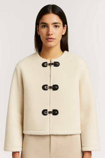 Vestes Hiver | Veste courte à attaches métalliques pour femme | Élégance minimaliste et chaude