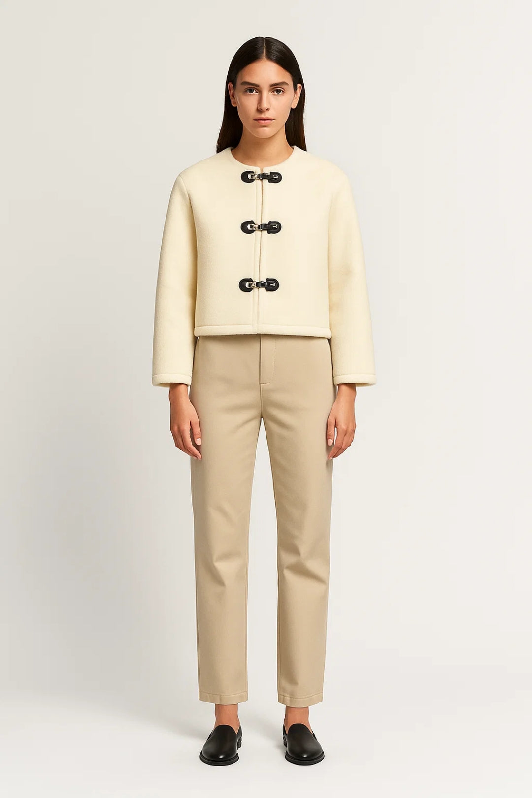 Vestes Hiver | Veste courte à attaches métalliques pour femme | Élégance minimaliste et chaude