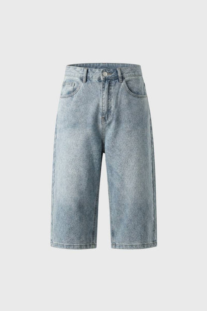Bermuda Homme - Effet Délavé Coupe Large Genou | Casual — Bleu Clair