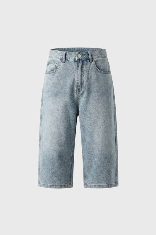 Bermuda Homme - Effet Délavé Coupe Large Genou | Casual — Bleu Clair